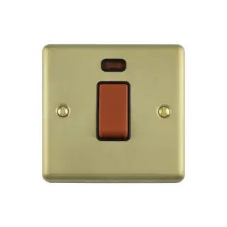 EN45ASWNSSBB - Eurolite 1 Gang 45Amp DP Switch with Neon Indicator Satin Brass with Black Trim (Enhance Range)