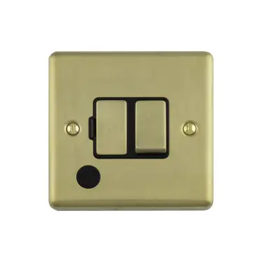 Click Here To Enlarge This Photo Of ENSWFFOSBB - Eurolite 13Amp DP Switched Fuse Spur with Flex Outlet Satin Brass with Black Trim (Enhance Range)