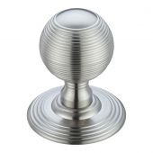 FB306SC - Zoo Hardware Fulton & Bray Ringed Mortice Knob on Round Rose (Unsprung) Concealed Fix - Satin Chrome