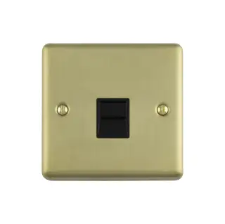 EN1MSBB - Eurolite 1 Gang Master Telephone Socket Satin Brass with Black Trim (Enhance Range)
