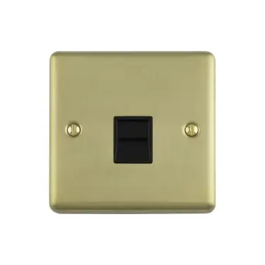 Click Here To Enlarge This Photo Of EN1SLSBB - Eurolite 1 Gang Slave Telephone Socket Satin Brass with Black Trim (Enhance Range)