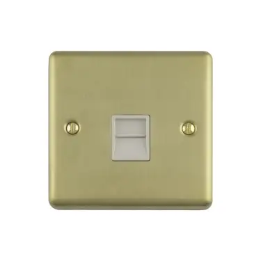 Click Here To Enlarge This Photo Of EN1SLSBW - Eurolite 1 Gang Slave Telephone Socket Satin Brass with White Trim (Enhance Range)