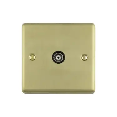 Click Here To Enlarge This Photo Of EN1TVSBB - Eurolite 1 Gang TV Coaxial Socket Satin Brass with Black Trim (Enhance Range)