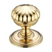 FB307 - Zoo Hardware Fulton & Bray Flower Mortice Knob on Round Rose (Unsprung) Concealed Fix - Polished Brass