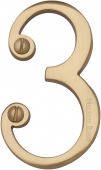 C1560 3-PB Heritage Brass Numeral 3 Face Fix 76mm (3") Polished Brass Finish