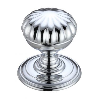 Click Here To Enlarge This Photo Of FB307CP - Zoo Hardware Fulton & Bray Flower Mortice Knob on Round Rose (Unsprung) Concealed Fix - Polished Chrome