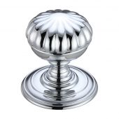 FB307CP - Zoo Hardware Fulton & Bray Flower Mortice Knob on Round Rose (Unsprung) Concealed Fix - Polished Chrome