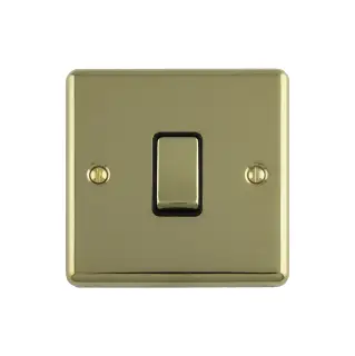 EN20ASWPBB - Eurolite 1 Gang 20Amp DP Switch Polished Brass with Black Trim (Enhance Range)