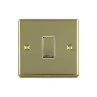 EN20ASWPBW - Eurolite 1 Gang 20Amp DP Switch Polished Brass with WhiteTrim (Enhance Range)