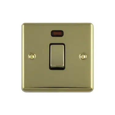 Click Here To Enlarge This Photo Of EN20ASWNPBB - Eurolite 1 Gang 20Amp DP Switch with Neon Indicator Polished Brass with Black Trim (Enhance Range)