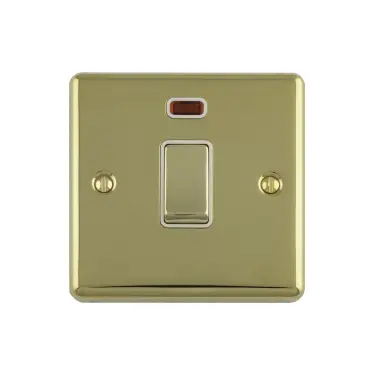 Click Here To Enlarge This Photo Of EN20ASWNPBW - Eurolite 1 Gang 20Amp DP Switch with Neon Indicator Polished Brass with White Trim (Enhance Range)