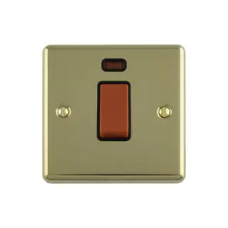 EN45ASWNSPBB - Eurolite 1 Gang 45Amp DP Switch with Neon Indicator Polished Brass with Black Trim (Enhance Range)