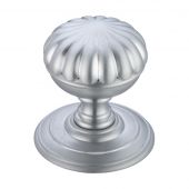 FB307SC - Zoo Hardware Fulton & Bray Flower Mortice Knob on Round Rose (Unsprung) Concealed Fix - Satin Chrome