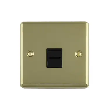 Click Here To Enlarge This Photo Of EN1MPBB - Eurolite 1 Gang Master Telephone Socket Polished Brass with Black Trim (Enhance Range)