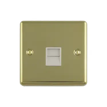 Click Here To Enlarge This Photo Of EN1MPBW - Eurolite 1 Gang Master Telephone Socket Polished Brass with White Trim (Enhance Range)