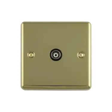 Click Here To Enlarge This Photo Of EN1TVPBB - Eurolite 1 Gang TV Coaxial Socket Polished Brass with Black Trim (Enhance Range)