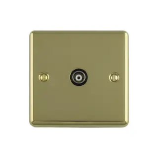 EN1TVPBB - Eurolite 1 Gang TV Coaxial Socket Polished Brass with Black Trim (Enhance Range)