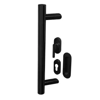 BLU Performance KM850 Offset Round 'T' Bar Handle for Straight Slide Doors, Secret fix & Flush Pull, 316 Stainless Steel Matt Black Lacquer Finish (KM850-SING-MBL)