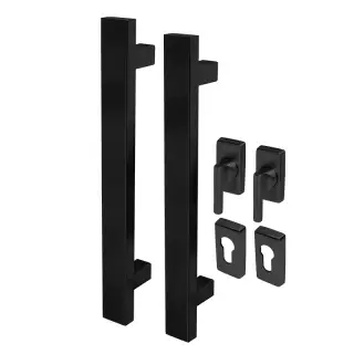 BLU Performance KM853 Inline Rectangular T-Bar Pull Handle for Straight Slide Doors, Back to Back Fix, 316 Stainless Steel, Matt Black Lacquer Finish (KM853-PAIR-MBL)