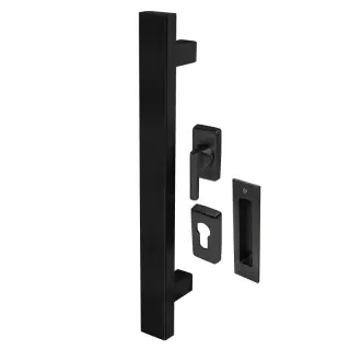 BLU Performance KM853 Inline Rectangular T-Bar Pull Handle for Straight Slide Doors, Secret Fix & Flush Pull, 316 Stainless Steel, Matt Black Lacquer Finish (KM853-SING-MBL)