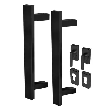 Click Here To Enlarge This Photo Of BLU Performance KM856 Offset Rectangular T-Bar Pull Handle for Straight Slide Doors, Back to Back Fix, 316 Stainless Steel, Matt Black Lacquer Finish (KM856-PAIR-MBL)