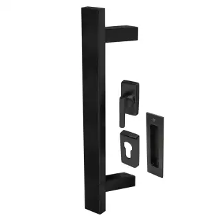 BLU Performance KM856 Offset Rectangular T-Bar Pull Handle for Straight Slide Doors, Secret Fix & Flush Pull, 316 Stainless Steel, Matt Black Lacquer Finish (KM856-SING-MBL)