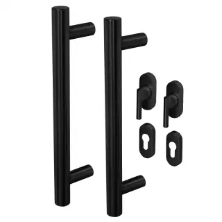 BLU Performance KM859 Kit for Straight Slide Doors, Back to Back Fix, 316 Stainless Steel Matt Black Lacquer Finish (KM859-PAIR-MBL)