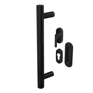 BLU Performance KM859 Kit for Straight Slide Doors, Single Sided with External Flush Pull, 316 Stainless Steel Matt Black Lacquer Finish (KM859-SING-MBL)