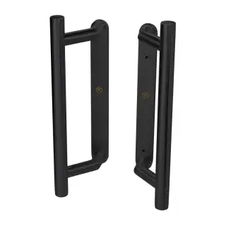 BLU Performance KM905 Patio Door Handle, Back to Back Handles, Blank Backplates, 28 x 249 x 8mm, 316 Stainless Steel, Matt Black Lacquer Finish (KM905B-MBL)