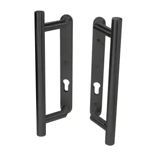 BLU Performance KM910 Patio Door Handle, Back to back handles, Euro cut-out backplates, No levers, 316 Stainless Steel, Matt Black Lacquer Finish (KM910B-MBL)