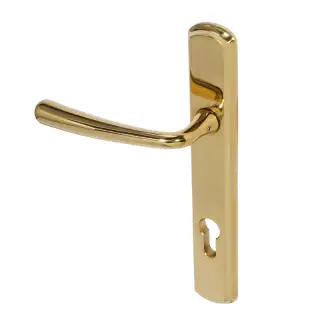 BLU Performance Pera Multipoint Door Lock Handle, Dual Sprung, 316 Grade Stainless Steel, PVD Polished Brass Finish (PER092-PPB)