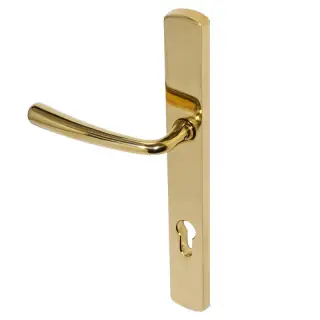 BLU Performance Pera Multipoint Door Lock Handle, Dual Sprung, 316 Grade Stainless Steel, PVD Polished Brass Finish (PER095-PPB)
