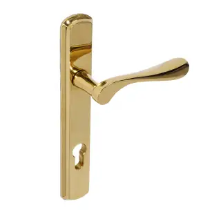BLU Performance Regent Left Hand Multipoint Door Lock Handle, Dual Sprung, 316 Grade Stainless Steel, PVD Polished Brass Finish (REG092-LH-PPB)