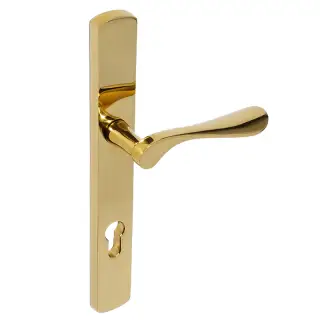 BLU Performance Regent Left Hand Multipoint Door Lock Handle, Dual Sprung, 316 Grade Stainless Steel, PVD Polished Brass Finish (REG095-LH-PPB)