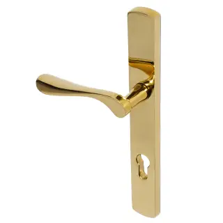 BLU Performance Regent Right Hand Multipoint Door Lock Handle, Dual Sprung, 316 Grade Stainless Steel, PVD Polished Brass Finish (REG095-RH-PPB)
