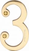 C1560 3-SB Heritage Brass Numeral 3 Face Fix 76mm (3") Satin Brass Finish