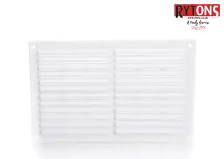 LV137FWH Rytons 9" x 6" White Plastic Louvred Vent c/w Flyscreen