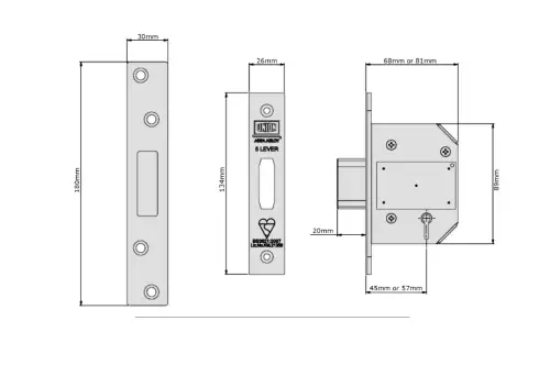 Click Here To Enlarge This Photo Of UNION J2100S StrongBOLT British Standard 5 Lever Deadlock - 75mm Satin Chrome