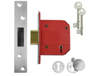 UNION J2100S StrongBOLT British Standard 5 Lever Deadlock - 75mm Satin Chrome