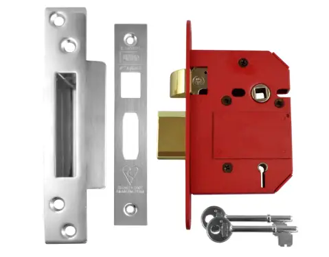 Click Here To Enlarge This Photo Of UNION J2200S StrongBOLT British Standard 5 Lever Sashlock - 75mm Satin Chrome