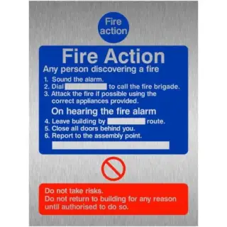 Brushed Aluminium (3mm) 6 Point Fire Action Notice Sign