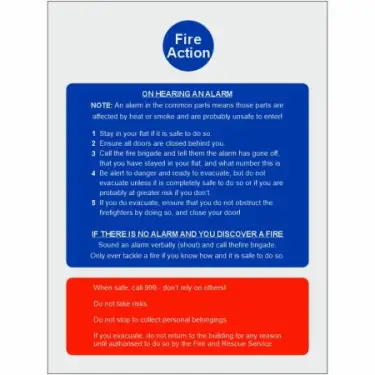 Click Here To Enlarge This Photo Of Brushed Aluminium (3mm) Stay Indoors (Stay Put) - Fire Action Notice Sign