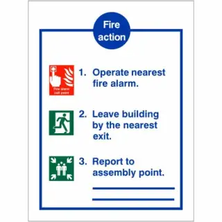 Rigid Plastic (1mm) 3 Point Fire Action Notice Sign