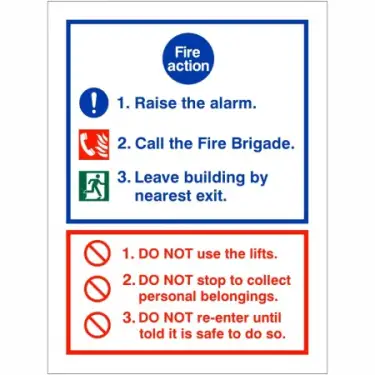 Click Here To Enlarge This Photo Of Rigid Plastic (1mm) 3 Point Fire Action Notice Sign - Raise The Alarm
