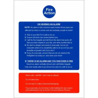 Rigid Plastic (1mm) Stay Indoors (Stay Put) - Fire Action Notice Sign (for flats and apartments)