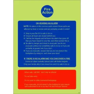 Photoluminescent (Glow in the Dark) Self Adhesive (Class C) Stay Indoors (Stay Put) - Fire Action Notice Sign (for flats and apartments)