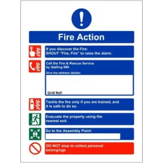 Rigid Plastic (1mm) Shout Fire Fire - Fire Action Notice Sign (For Holiday Lets)