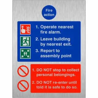 Brushed Aluminium (3mm) Operate Nearest Fire Alarm Sign