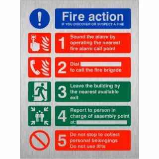Brushed Aluminium (3mm) If You Discover or Suspect a Fire Sign