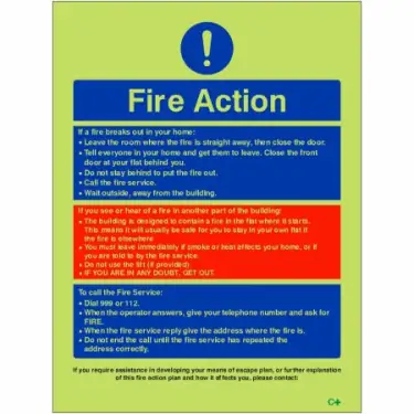 Click Here To Enlarge This Photo Of Photoluminescent (Glow in the Dark) Self Adhesive (Class C) Personal Emergency Evacuation Plan PEEP Sign